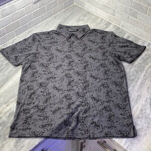 Travis Mathew Men's Gray Patterned Polo Shirt